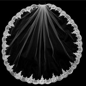 Beaded French Alençon Lace Royal Cathedral veil